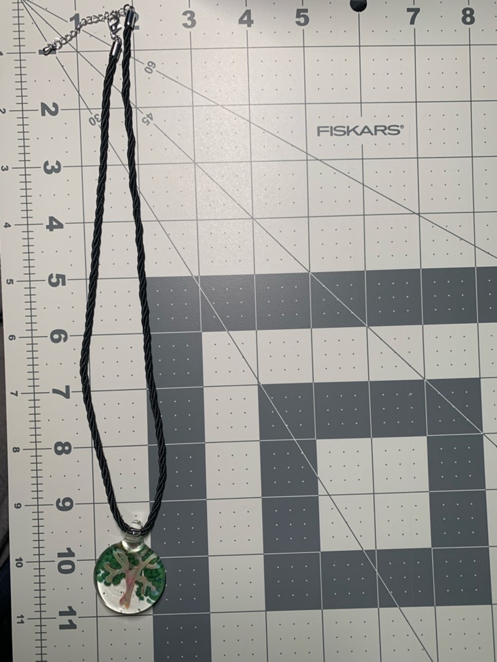 Hand Crafted Iridescent Tree Of Life Necklace With Green Accents View 6
